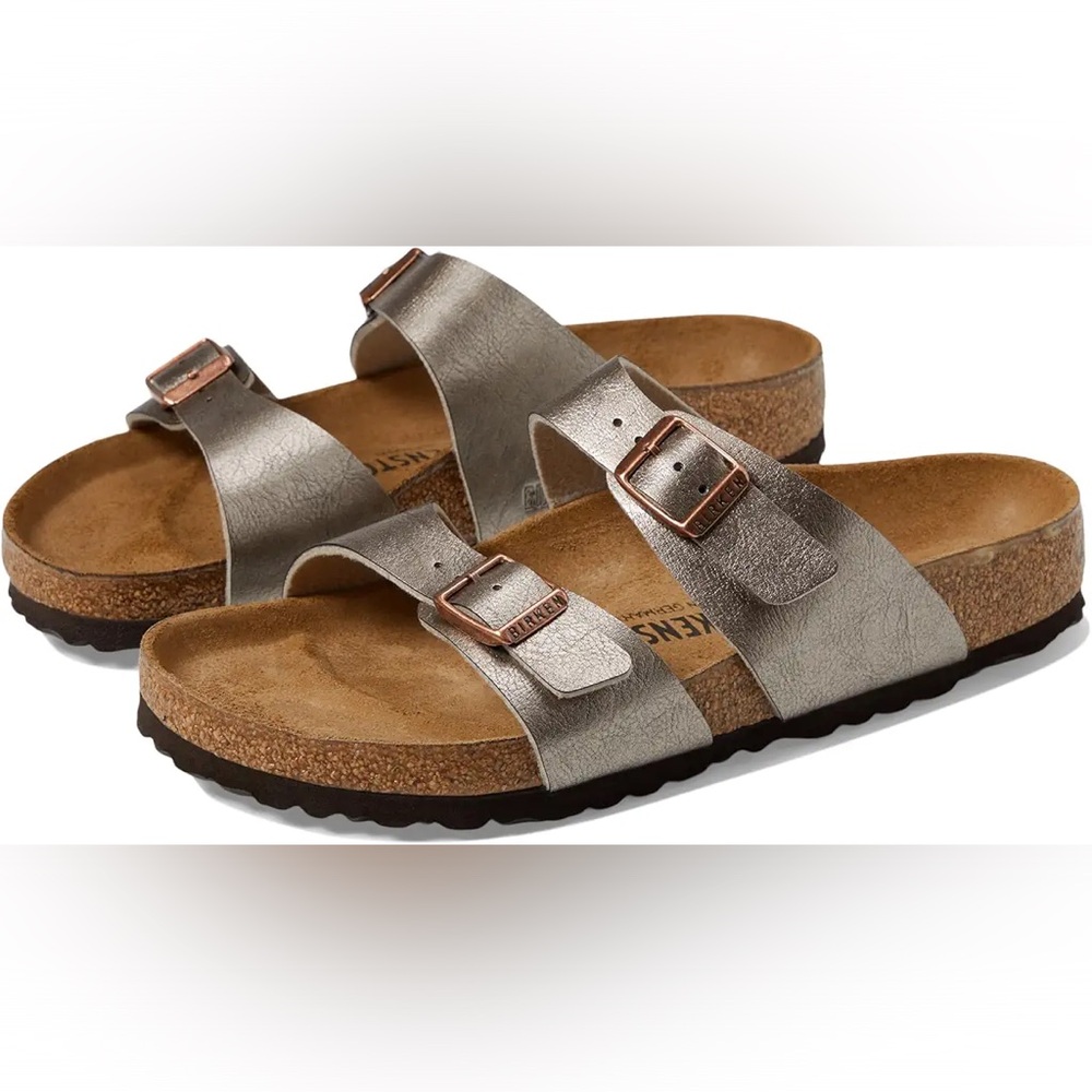 Birkenstock Sydney Birko-Flor™ - Graceful Metallic Strap Sandals Size 41